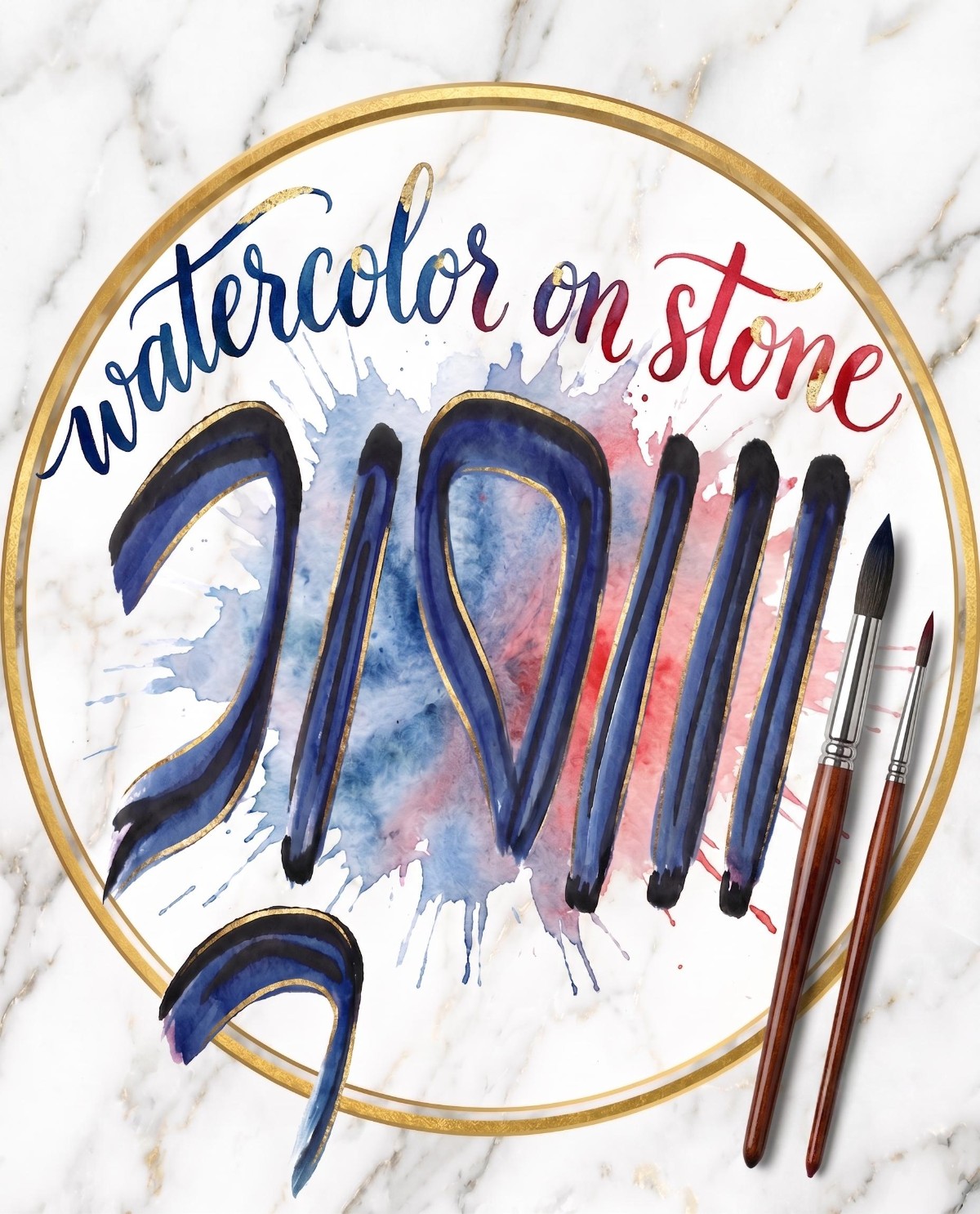 The artist's mark: Watercolor on Stone, signed by Dr. Saeed Naderian